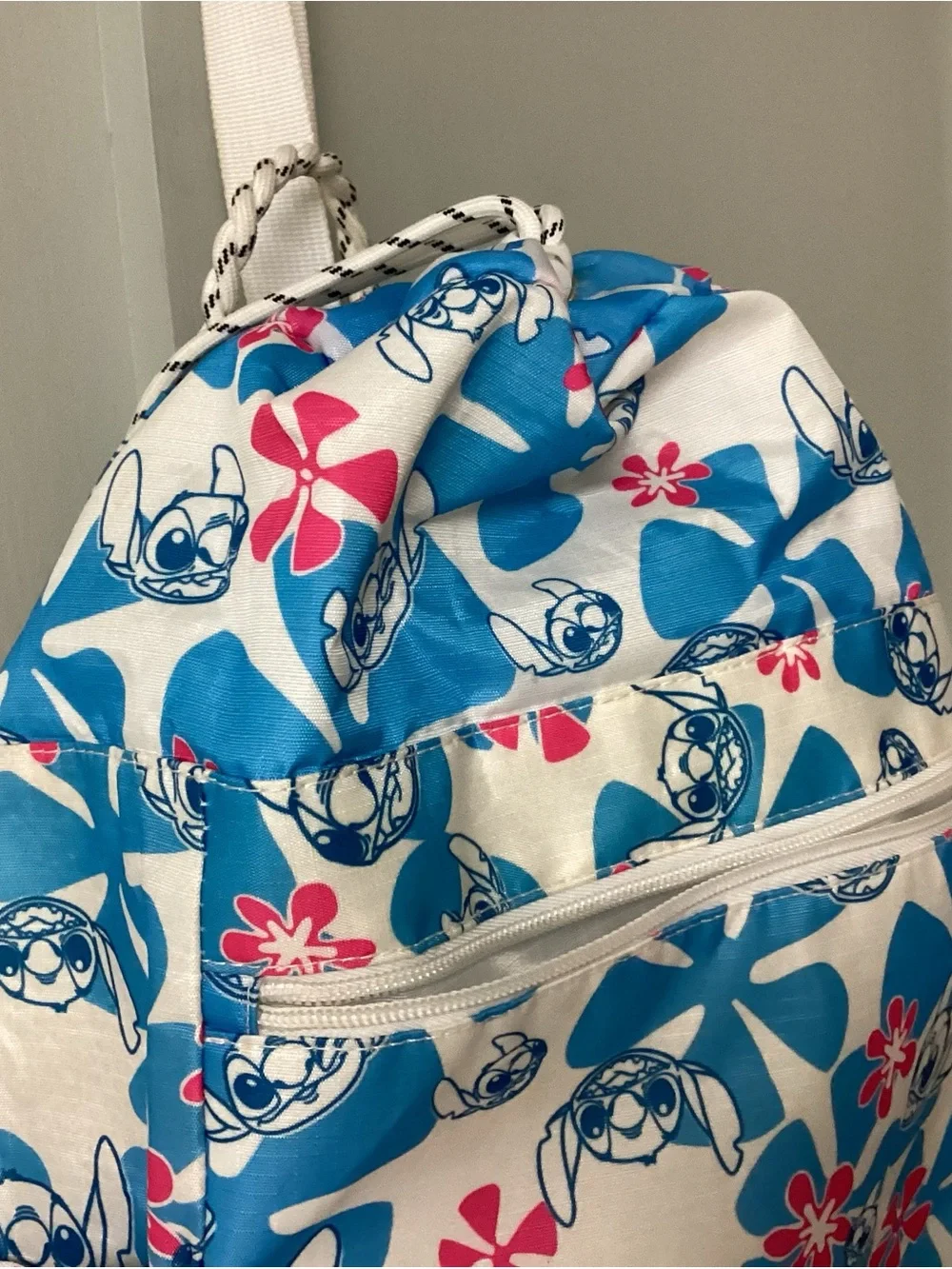 Blue & White Kids Backpack with Stitch Print Disney